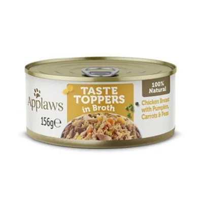 Applaws Taste Toppers Naturalna Mokra Karma dla Psów Kurczak Z Dynią Marchewką I Groszkiem W Bulionie 156g Puszka