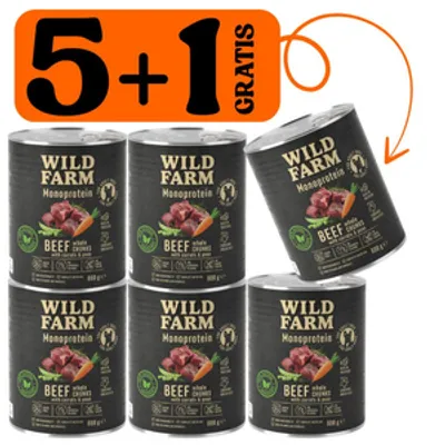 WILD FARM Monoprotein Beef 5x800g + 800g GRATIS hipoalergiczna karma dla psa