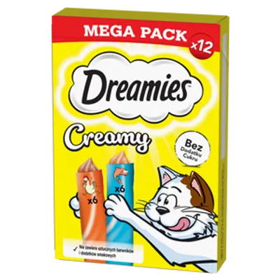 DREAMIES Creamy z kurczakiem i z łososiem 12x10g