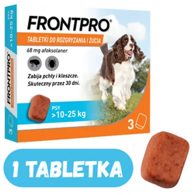 Frontpro tabletki na pchły i kleszcze L 68mg 10-25kg 1 TABLETKA