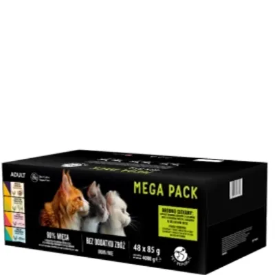PetRepublic karma mokra dla kotów kawałki w delikatnym sosie MIX mięsno-rybne smaki 48x85g