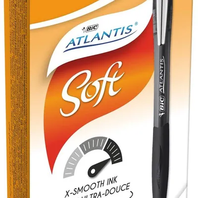 Długopis automatyczny z metalowym klipem z gumowym uchwytem BIC atlantis soft 9021332 czarny 1.0mm czarna obudowa