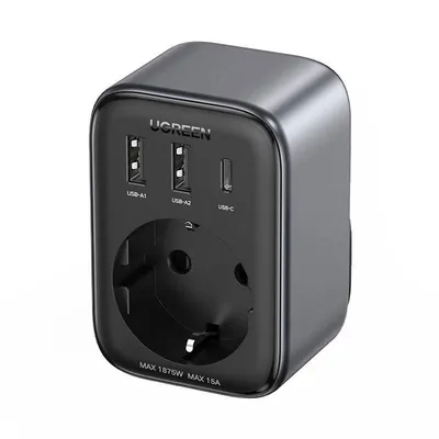 Adapter podróżny eu na us UGREEN cd314 2xusb-a, 1xusb-c