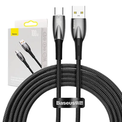 Kabel usb do usb-c Baseus glimmer, 100w, 2m (czarny)