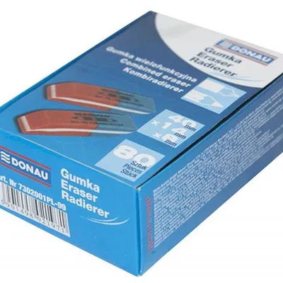 Gumka do ścierania DONAU niebiesko-czerwona 40x14x8mm