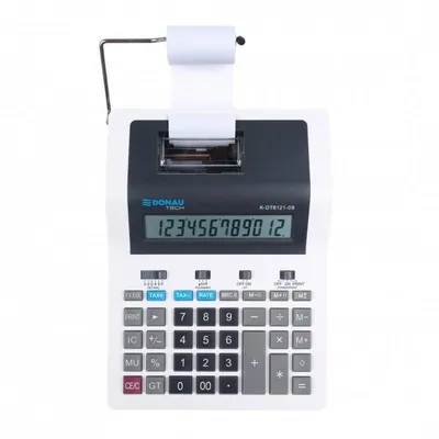 Kalkulator drukujący 267x202x77mmkolor DONAU TECH biały sieciowe