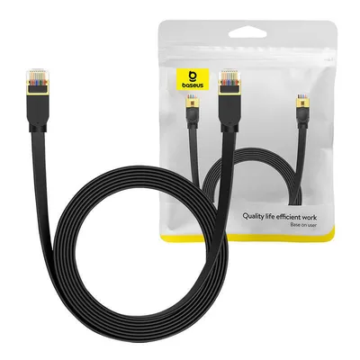 Płaski kabel sieciowy Baseus ethernet rj45, gigabit, cat.7, 5 m (czarny)