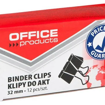 Klipy 32mm OFFICE PRODUCTS czarne 12szt