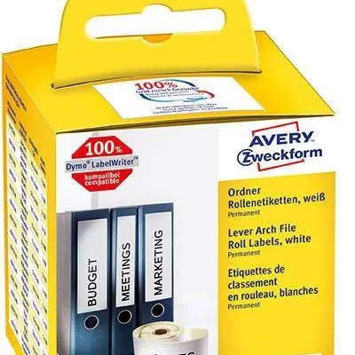 Etykiety samoprzylepne 59x190mm na segregatory trwałe, w rolce do druk. term. as0722480 białe 110 szt