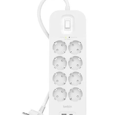 Belkin listwa przeciwprzepięciowa surgeplus 8x schuko 1xusb-a 1xusb-c 900j 2m