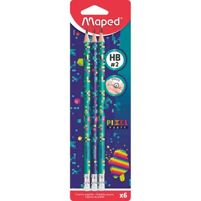 Ołówek z gumką MAPED pixel hb 6 szt blister