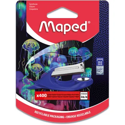 Zszywacz MAPED deepsea mini 15 kartek plus 400 zszywek blister