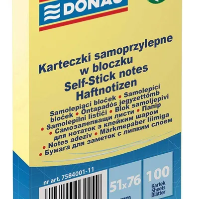 Karteczki samoprzylepne 51x76mm DONAU jasno żółte 100kart
