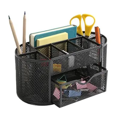 Przybornik na biurko 235x112x100mm Q-Connect office set czarny metalowa siatka