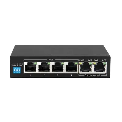 Extralink switch krios poe 4x gigabit poe/poe+, 2x rj45 uplink gigabit, 60w