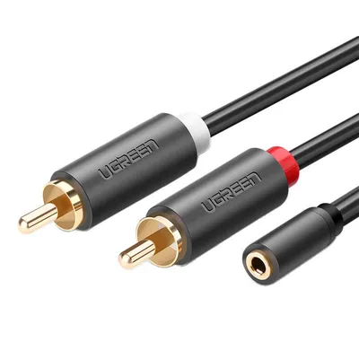 Ugreen av102 kabel 2x rca (cinch) jack 3.5 mm 0,25m (czarny)