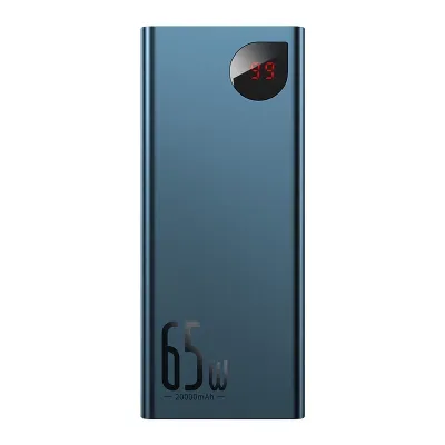 Powerbank Baseus adaman metal 20000mah, pd, qc 3.0, 65w, 2xusb + usb-c + micro usb, (niebieski)