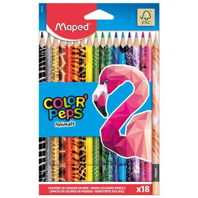Kredki MAPED colorpeps animals trójkątne 18 szt