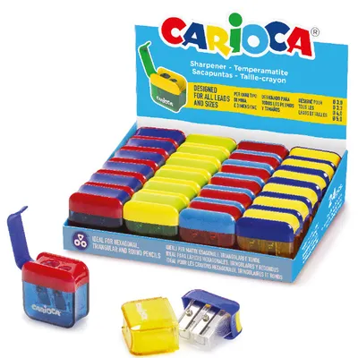 Temperówka podwójna plastikowa Carioca 43128 z pojemnikiem 130-1963 mix