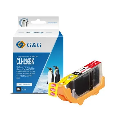 G&g kompatybilny ink / tusz z cli526bk, black, 8.4ml, np-c-0526bk, 4540b001, dla canon pixma mg5150, mg5250, mg6150, mg8150