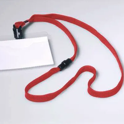 Identyfikator otwarty od góry 60x90mm DURABLE 813903 z czerwoną taśmą z przezroczystej twardej folii