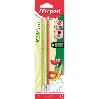Ołówek z gumką MAPED kidy learn grip antypoślizgowy hb 2 szt blister