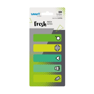 Zakładki indeksujące foliowe 12x45mm smart pet fresh office 5x25szt
