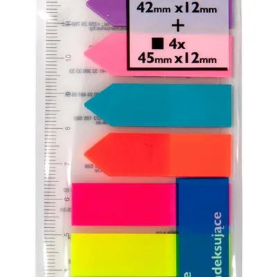 Zakładki indeksujące foliowe 12x45mm DONAU mix kolorów (4+4)x25 szt