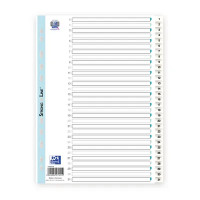 Przekładki 1-31 a4 OXFORD 100204793 białe pp 120mic