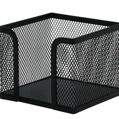 Pojemnik na kostkę biurową 95x95x80mm Q-Connect office set czarny metalowa siatka