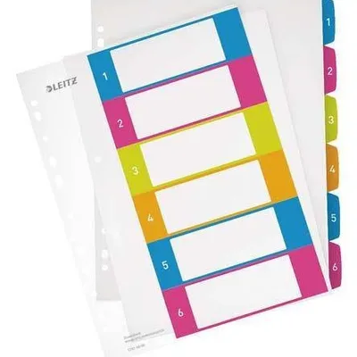 Przekładki 1-6 a4 LEITZ wow numeryczne 12420000 plastikowe
