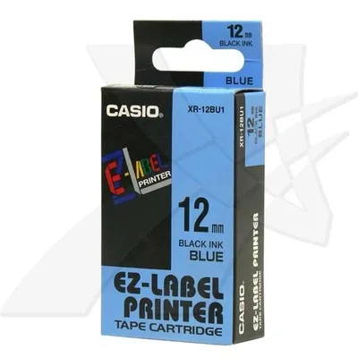 Casio oryginalny taśma do drukarek etykiet, Casio, xr-12bu1, czarny druk/niebieski podkład, nielaminowany, 8m, 12mm