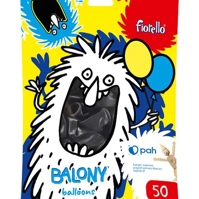 Balony 10" Fiorello 170-2629 metaliczny czarny 50szt