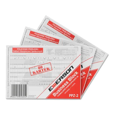 Druk akcydensowy polecenie przelewu zus a6 EMERSON ppz-2 1+1 80 kart. 5 bl.