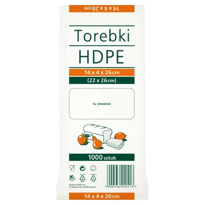 Torebki foliowe 14x4x26cm Sarantis zza175200. hdpe 1000szt