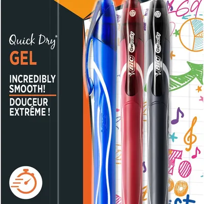 Długopis żelowy BIC intensity quick dry 949895 mix 0.7mm blister 3szt