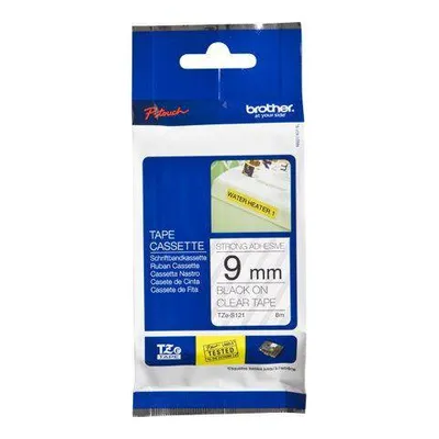Tasiemka oryginalna czarny/przezroczyste BROTHER tzes121 9mm x 8 m mocny klej