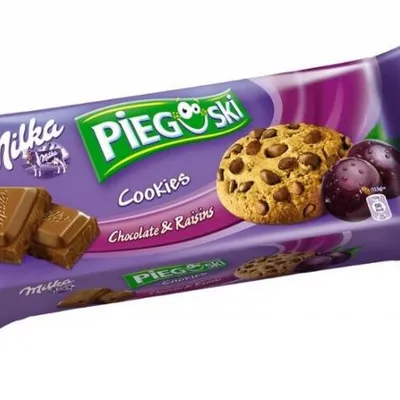 Ciastka pieguski czekoladowe z rodzynkami MILKA 135g