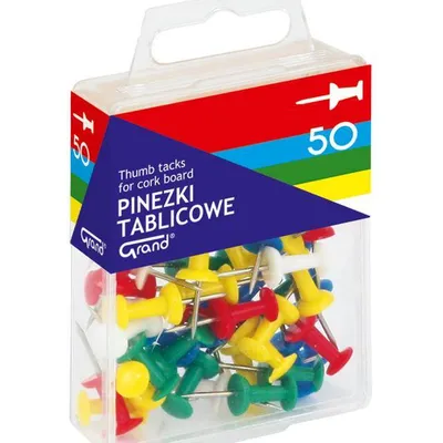 Pinezki tablicowe kolorowe w pojemniku plastikowym Grand 110-1116 50szt