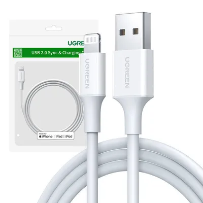 Kabel lightning do usb UGREEN 2.4a us155, 0.25m (biały)
