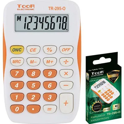 Kalkulator kieszonkowy 8cyfr Toor Electronic tr-295-o 120-1419 zasilanie bateryjne 90x55x11mm