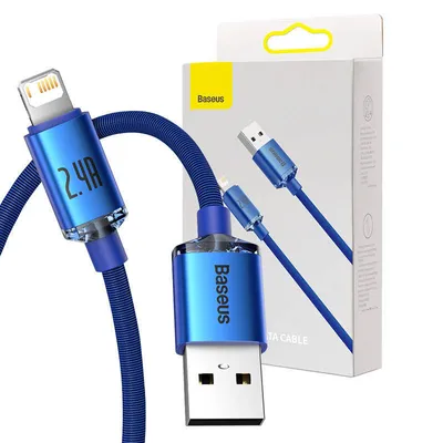 Kabel usb do lightning Baseus crystal shine, 2.4a, 1.2m (niebieski)