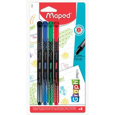 Cienkopis MAPED graph peps deco kolory basic 4 szt blister