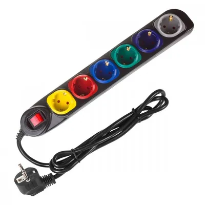 Maclean listwa zasilająca 1,5m 250vac/10a mce509 b 2500 q, ip20, 6 gniazd, prąd znamionowy 10a, czarny
