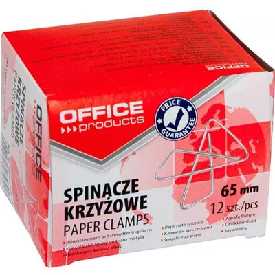 Spinacze krzyżowe 65mm OFFICE PRODUCTS srebrne 12szt.
