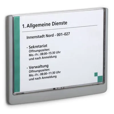 Tabliczka informacyjna 210x148.5mm DURABLE click sign 486637 grafitowa z wysokiej jakości plastiku