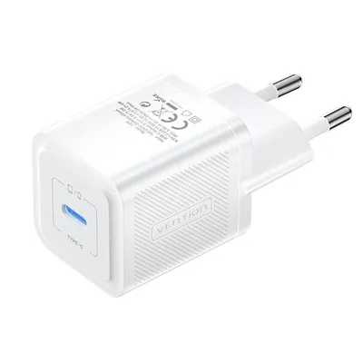 Ładowarka sieciowa, Vention, fepw0-eu, usb-c, 20w, gan (biała)