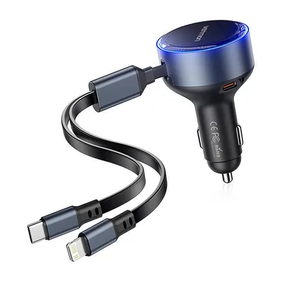 Ładowarka samochodowa Vention ffob0 usb-c + kabel usb-c/lightning 30w