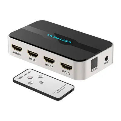 Przełącznik switcher 3 in 1 out hdmi Vention afjh0 z separacją audio (szary)
