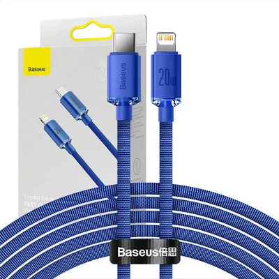 Kabel usb-c do lightning Baseus crystal shine, 20w, pd, 2m (niebieski)